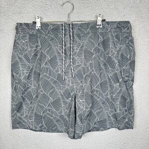 Mack Weldon Swim Trunks Mens XL‎ Gray Floral Preppy Beach Stretch Lined Tropical